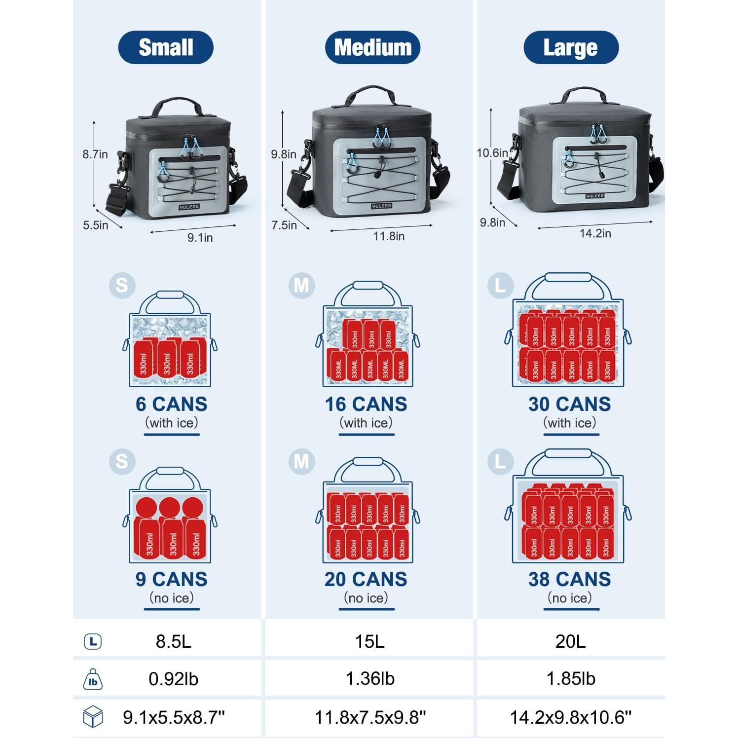 Bolsa de Enfriamiento YULEEE 8 Latas Aislada Portátil Negra