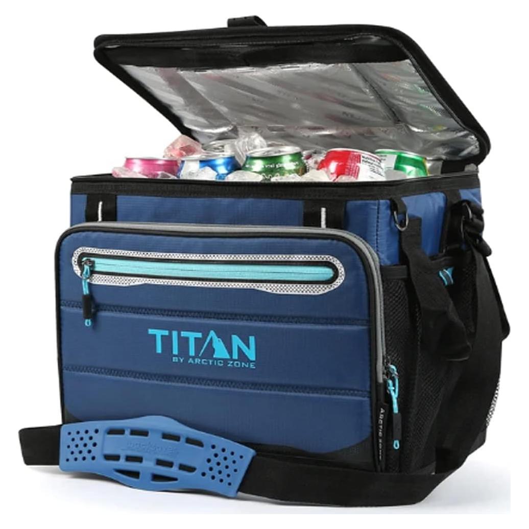 Titan 1330878 Portable Fridge Capacity 40 Cans + Ice, 5 Layers of Insulation, Up to 2 Days of Ice Preservation Blue