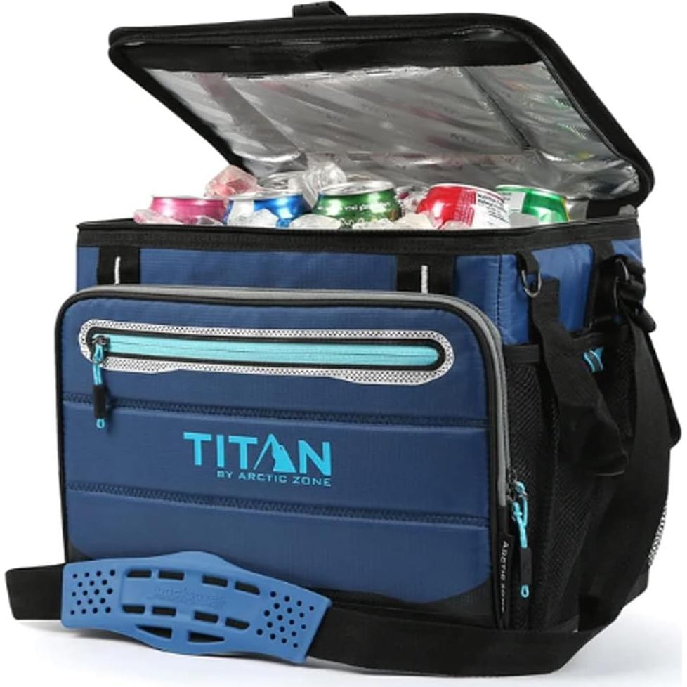 Titan 1330878 Portable Fridge Capacity 40 Cans + Ice, 5 Layers of Insulation, Up to 2 Days of Ice Preservation Blue