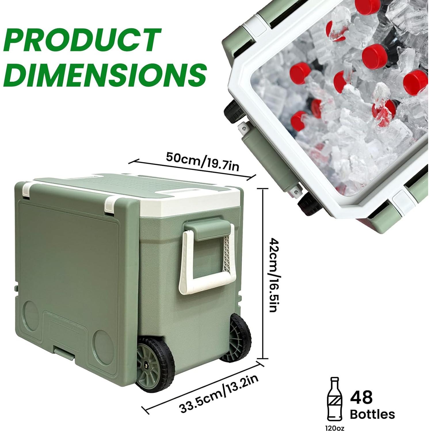 Enfriador Portátil Just-V 32L con Ruedas, Aislado, Verde