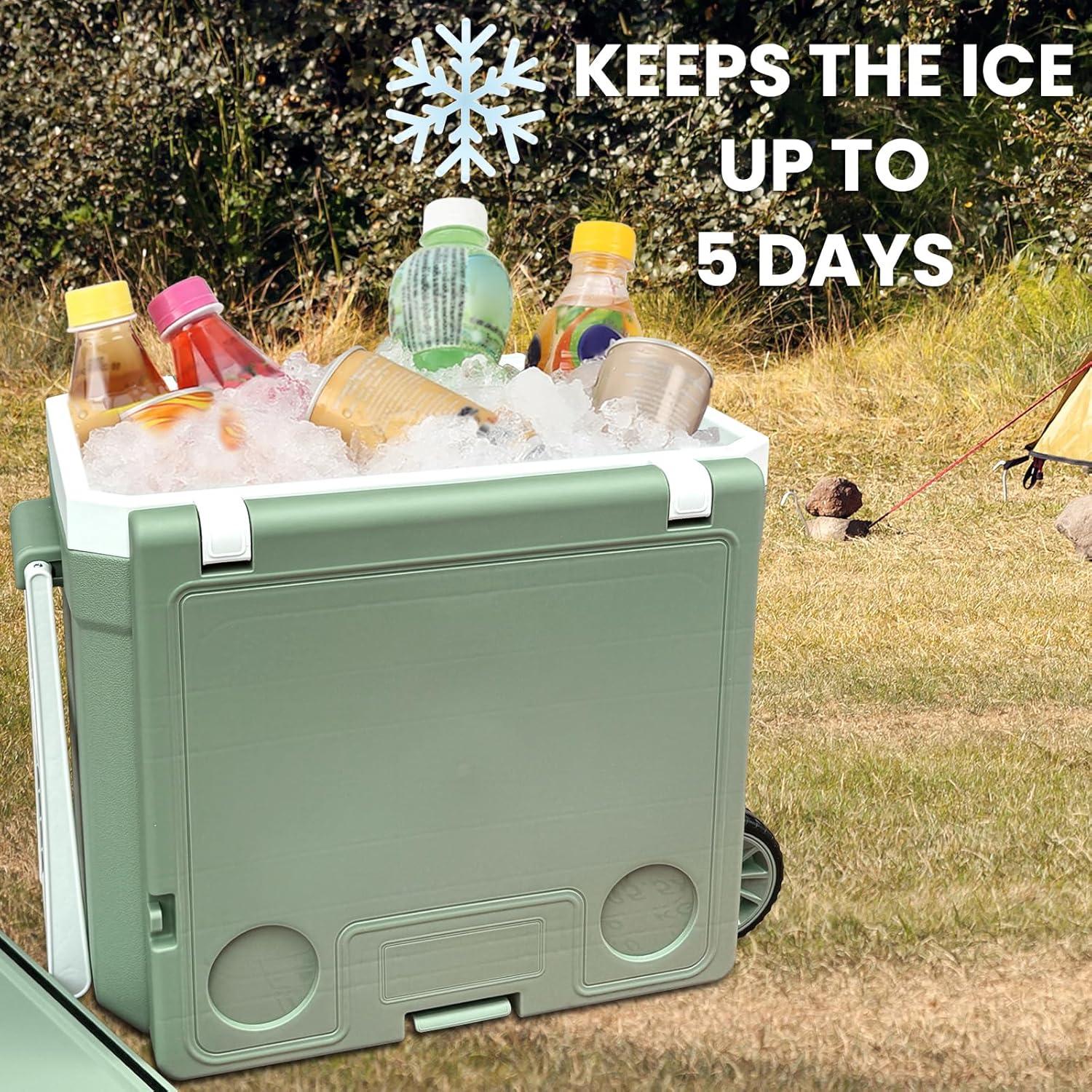 Enfriador Portátil Just-V 32L con Ruedas, Aislado, Verde