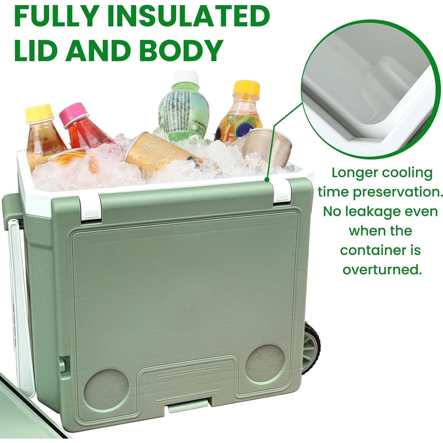 Enfriador Portátil Just-V 32L con Ruedas, Aislado, Verde