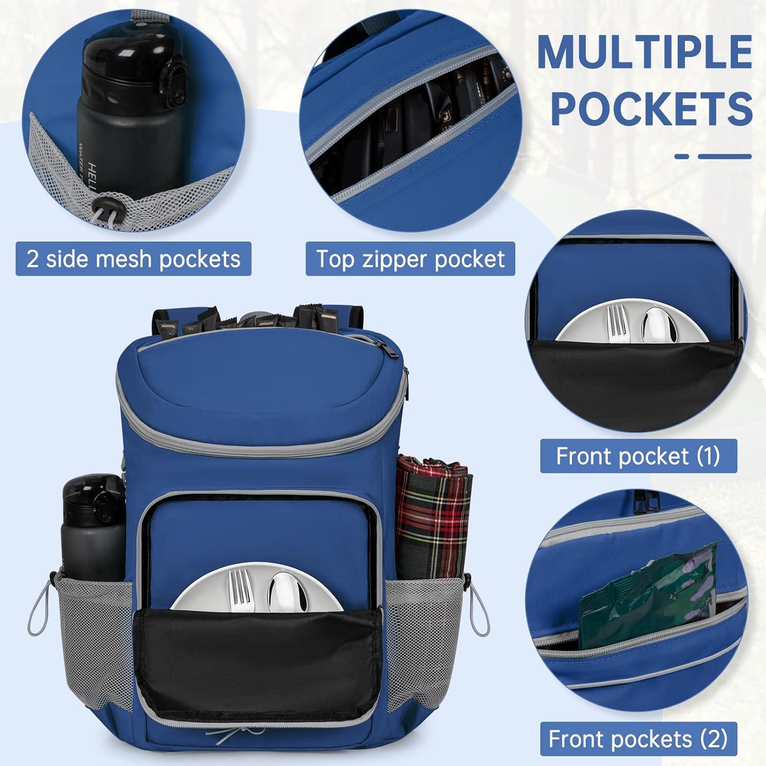 Mochila Enfriadora ITHWIU Aislada 30 Latas 9.9L Azul