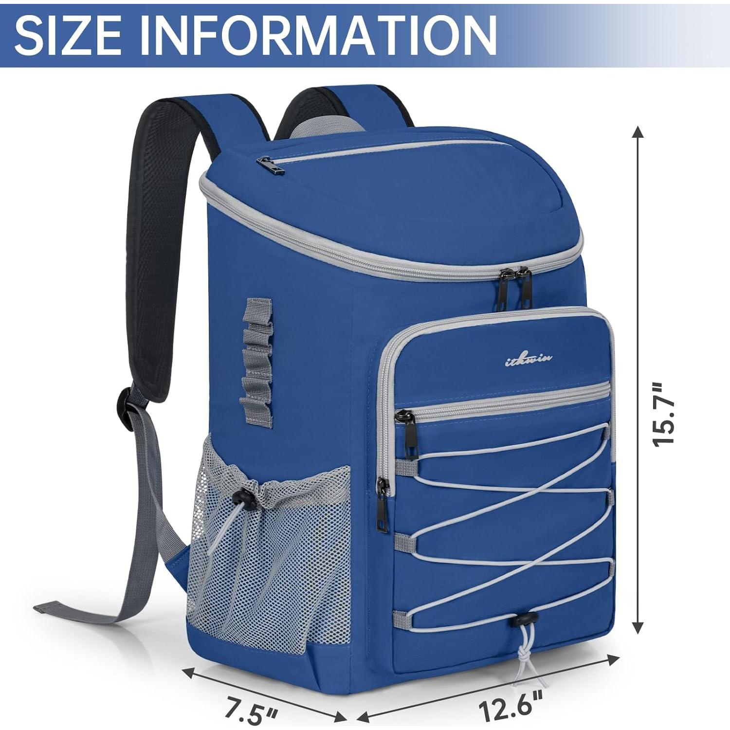 Mochila Enfriadora ITHWIU Aislada 30 Latas 9.9L Azul