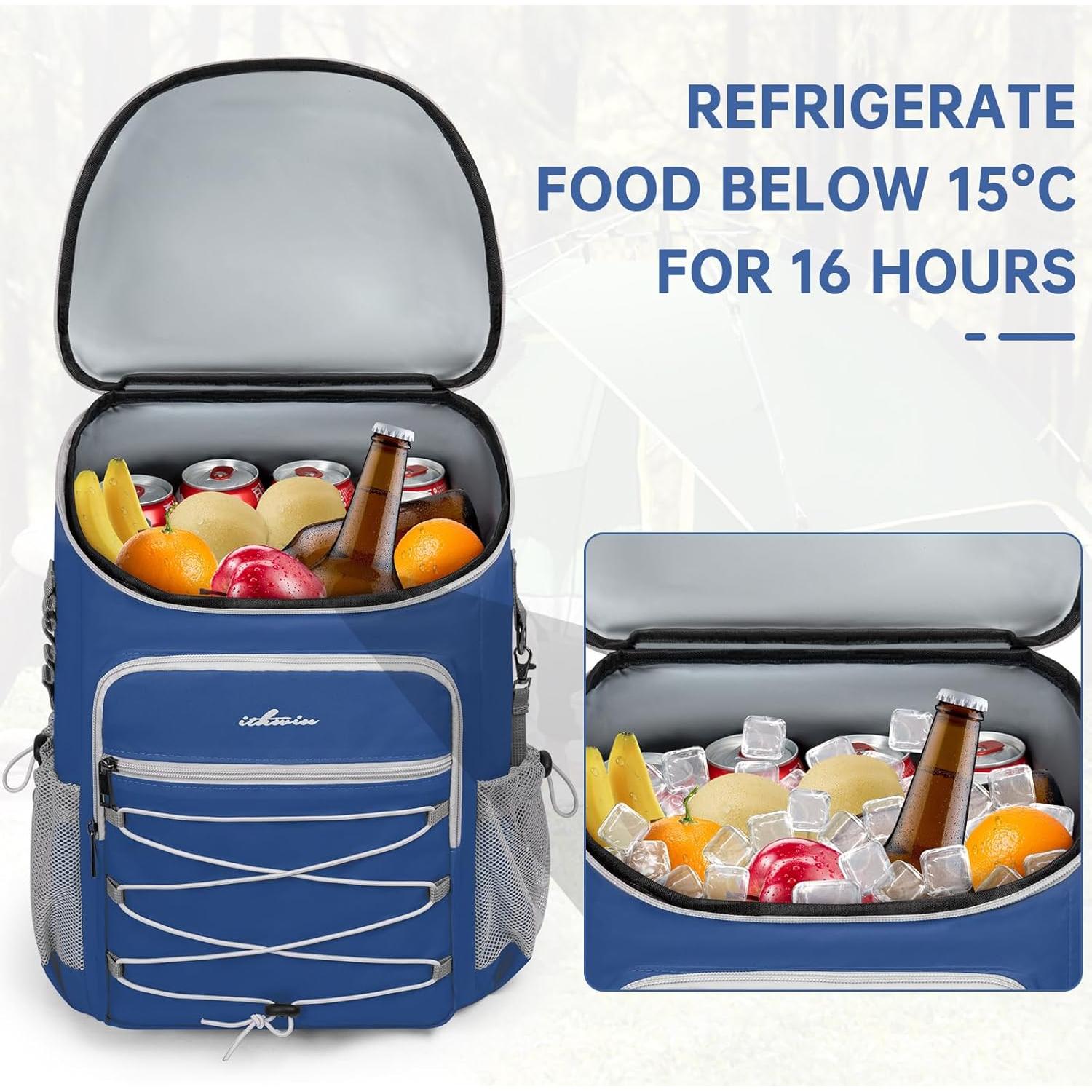 Mochila Enfriadora ITHWIU Aislada 30 Latas 9.9L Azul