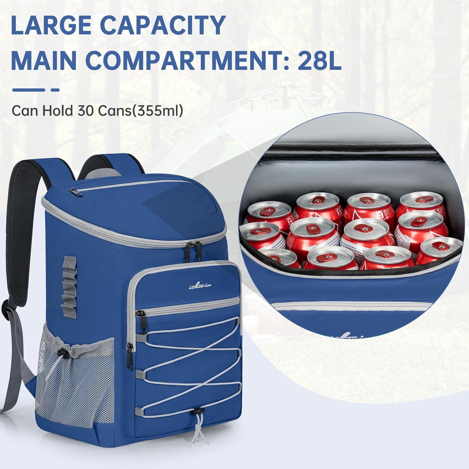 Mochila Enfriadora ITHWIU Aislada 30 Latas 9.9L Azul