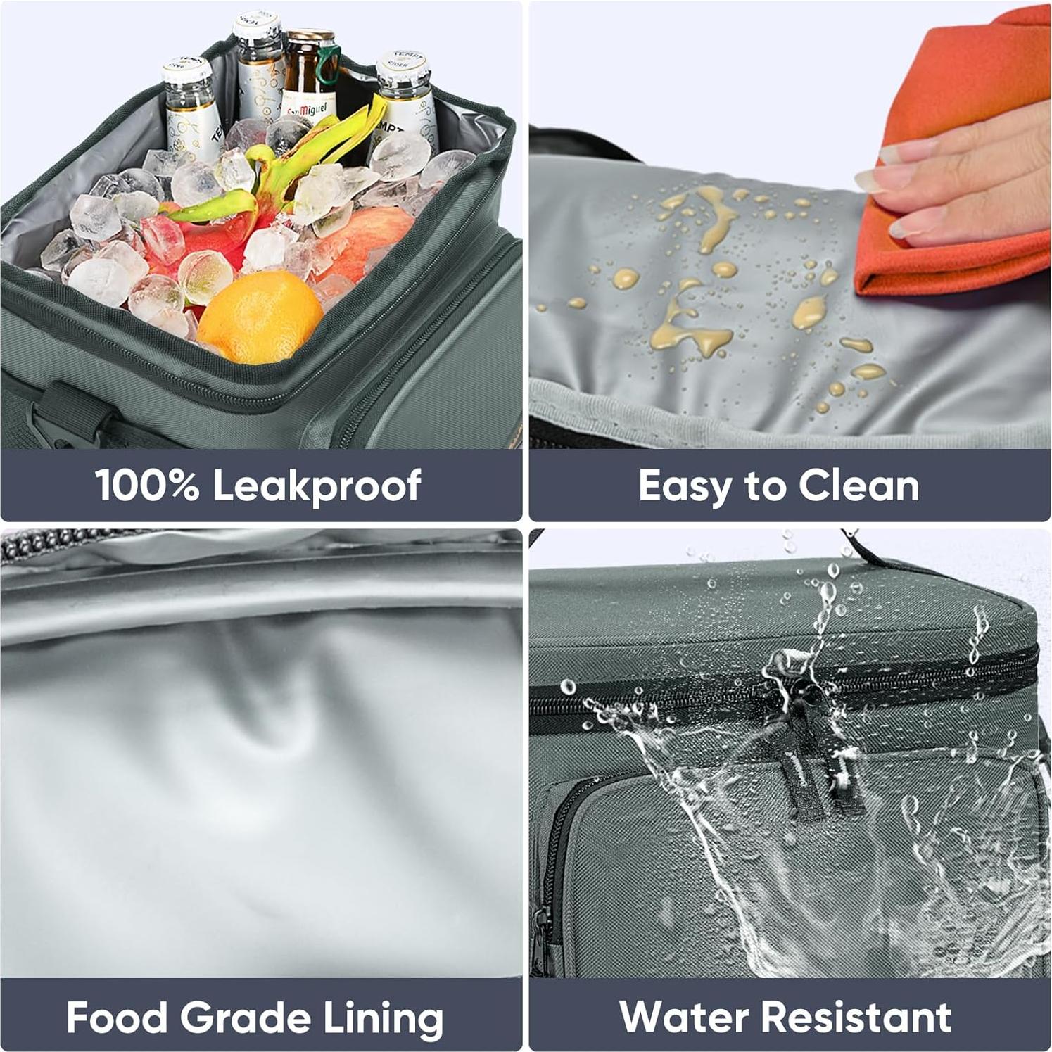 BALEINE Insulated Lunch Bag for Men Women, 15 Can Leakproof Cooler Bag with Adjustable Shoulder Strap for Work Picnic, Lunch Box for Women Men (Medium, Blue)