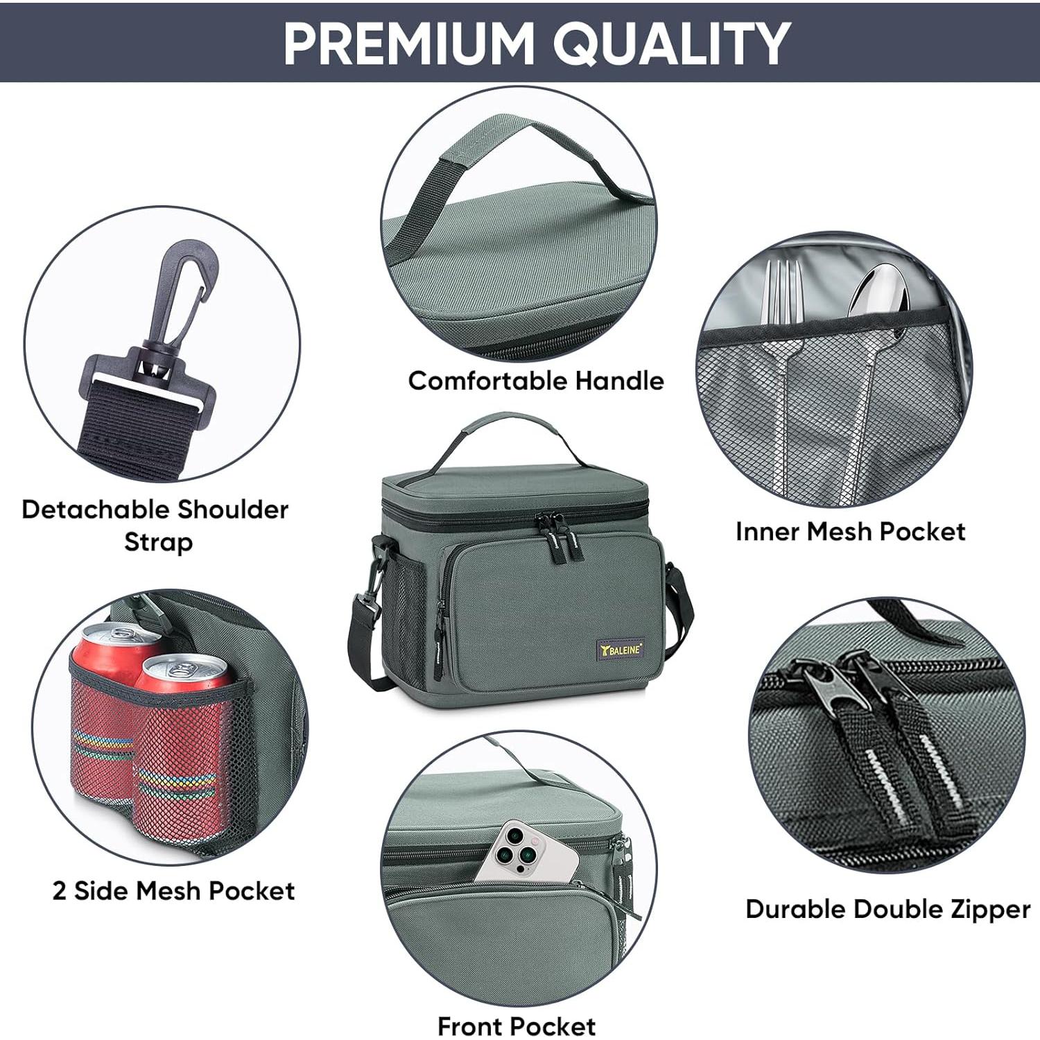 BALEINE Insulated Lunch Bag for Men Women, 15 Can Leakproof Cooler Bag with Adjustable Shoulder Strap for Work Picnic, Lunch Box for Women Men (Medium, Blue)