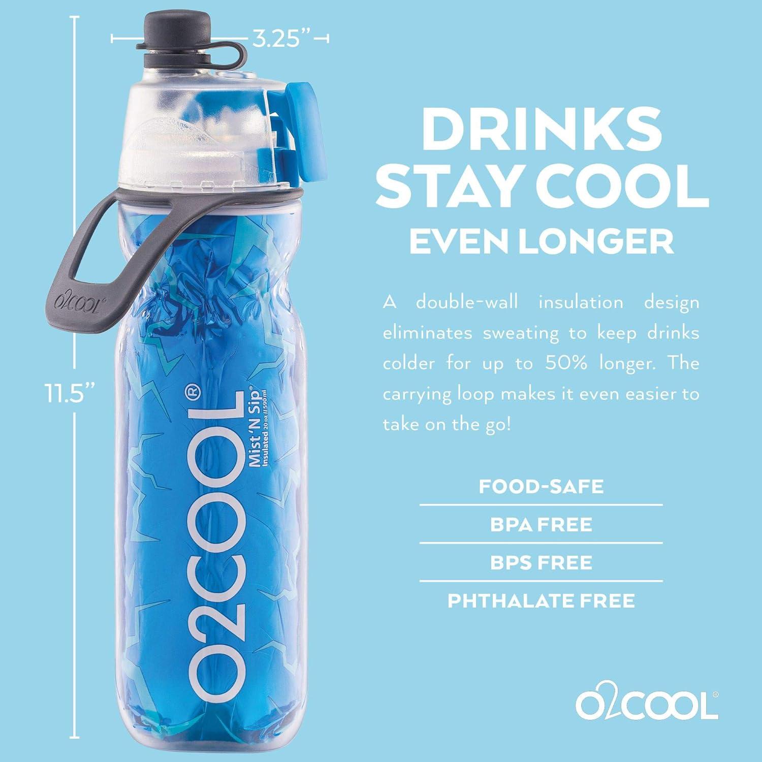 Botella Aislada O2COOL Mist 'N Sip 591 ml Azul Craquelado