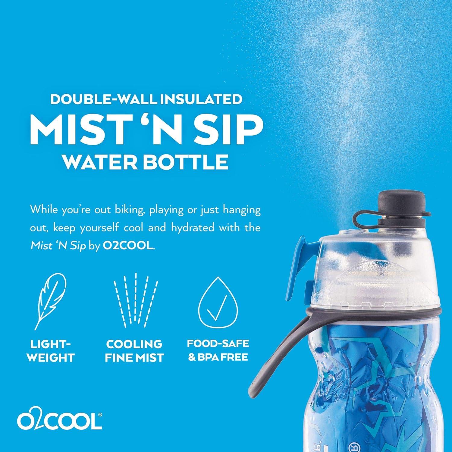 Botella Aislada O2COOL Mist 'N Sip 591 ml Azul Craquelado