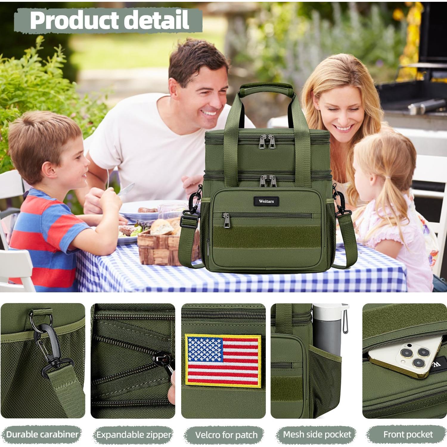 Caja de Almuerzo Aislada Weitars 16L Verde Militar Expandible