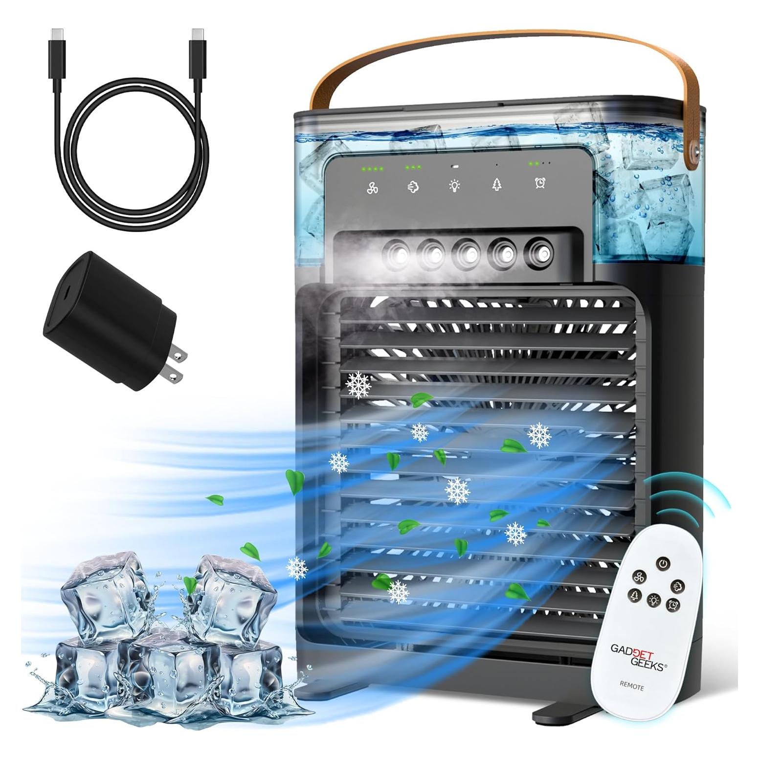 Ventilador Portátil Gadget Geeks con Nebulización y Control Remoto