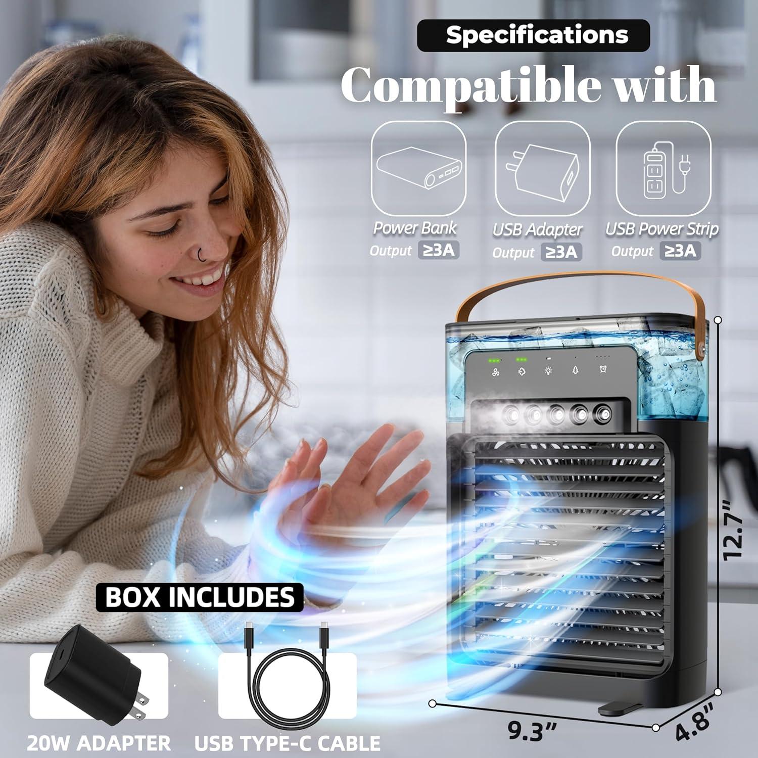 Ventilador Portátil Gadget Geeks con Nebulización y Control Remoto