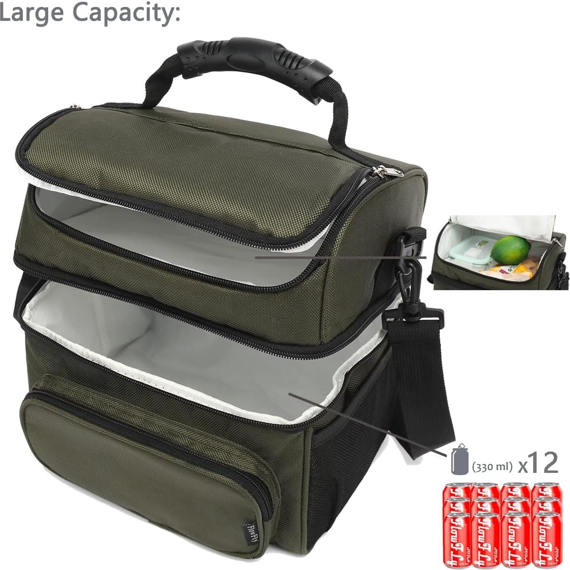 Bolsa Térmica de Almuerzo FlowFly Verde Militar Doble Capa