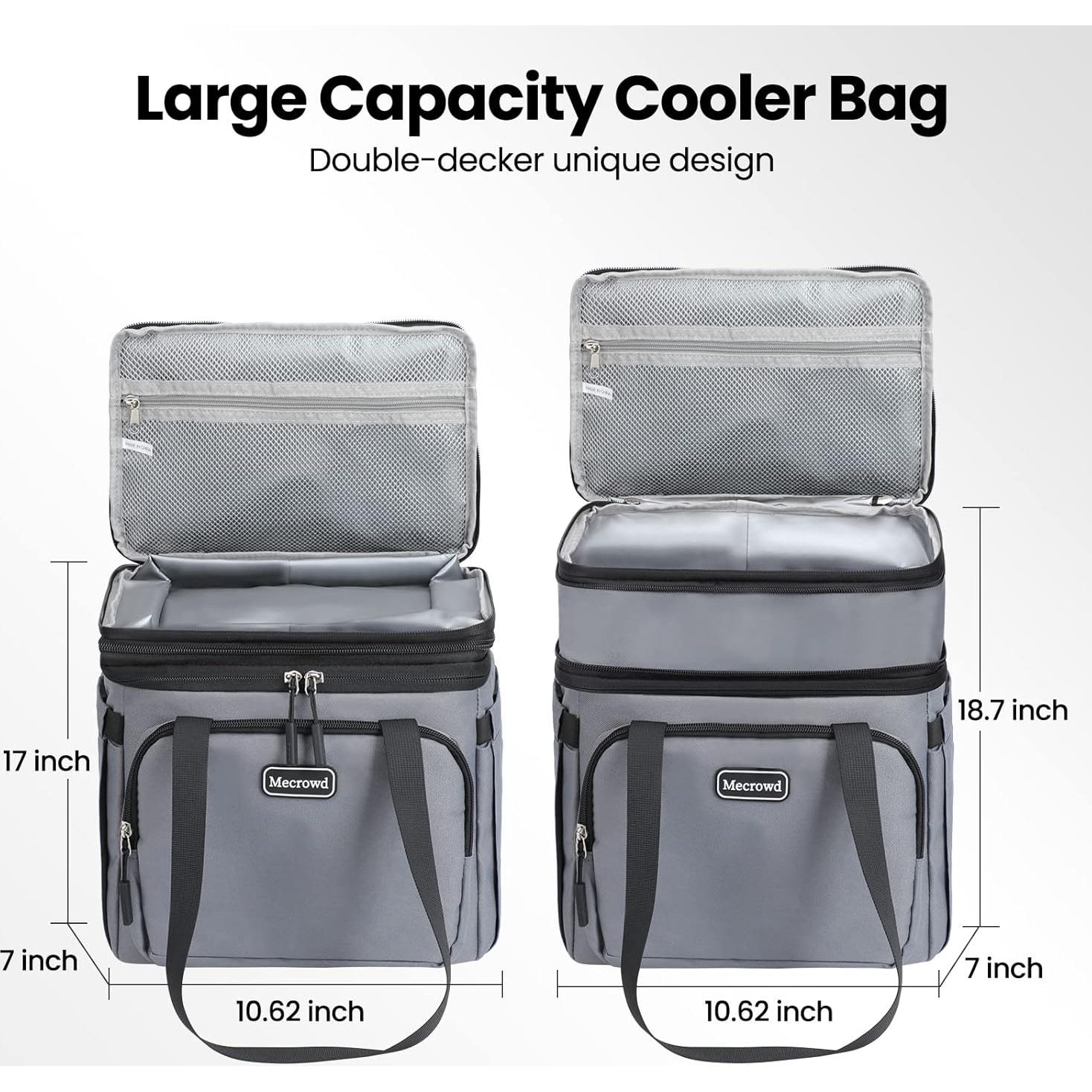 Bolsa de Almuerzo Térmica Mecrowd Gris 17L Aislada y a Prueba de Fugas