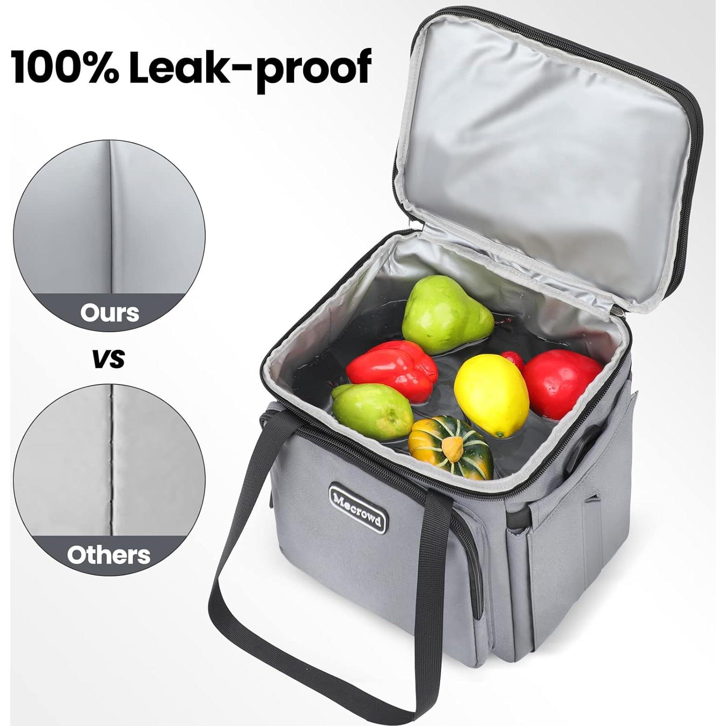 Bolsa de Almuerzo Térmica Mecrowd Gris 17L Aislada y a Prueba de Fugas