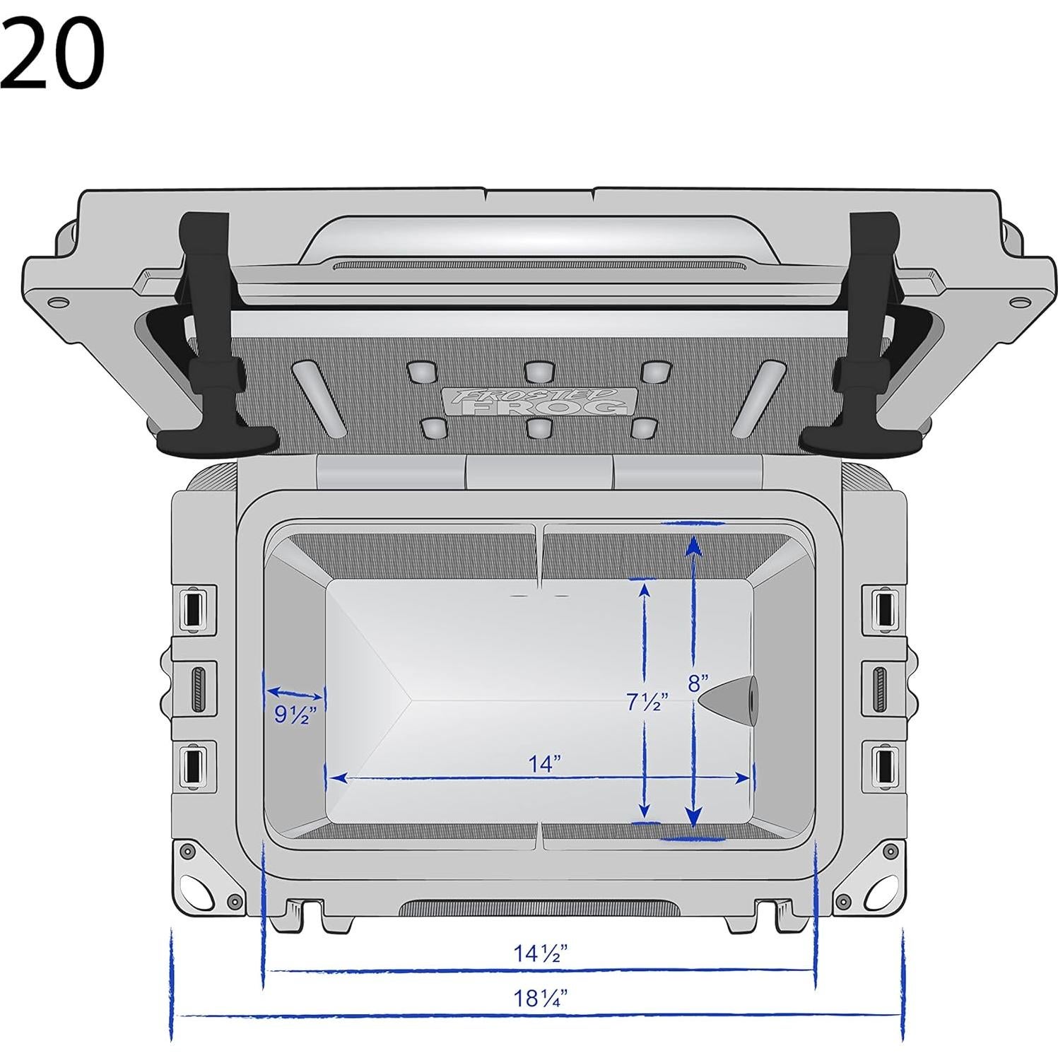 Enfriador de Hielo 20QT Frosted Frog Aislado Grado Comercial