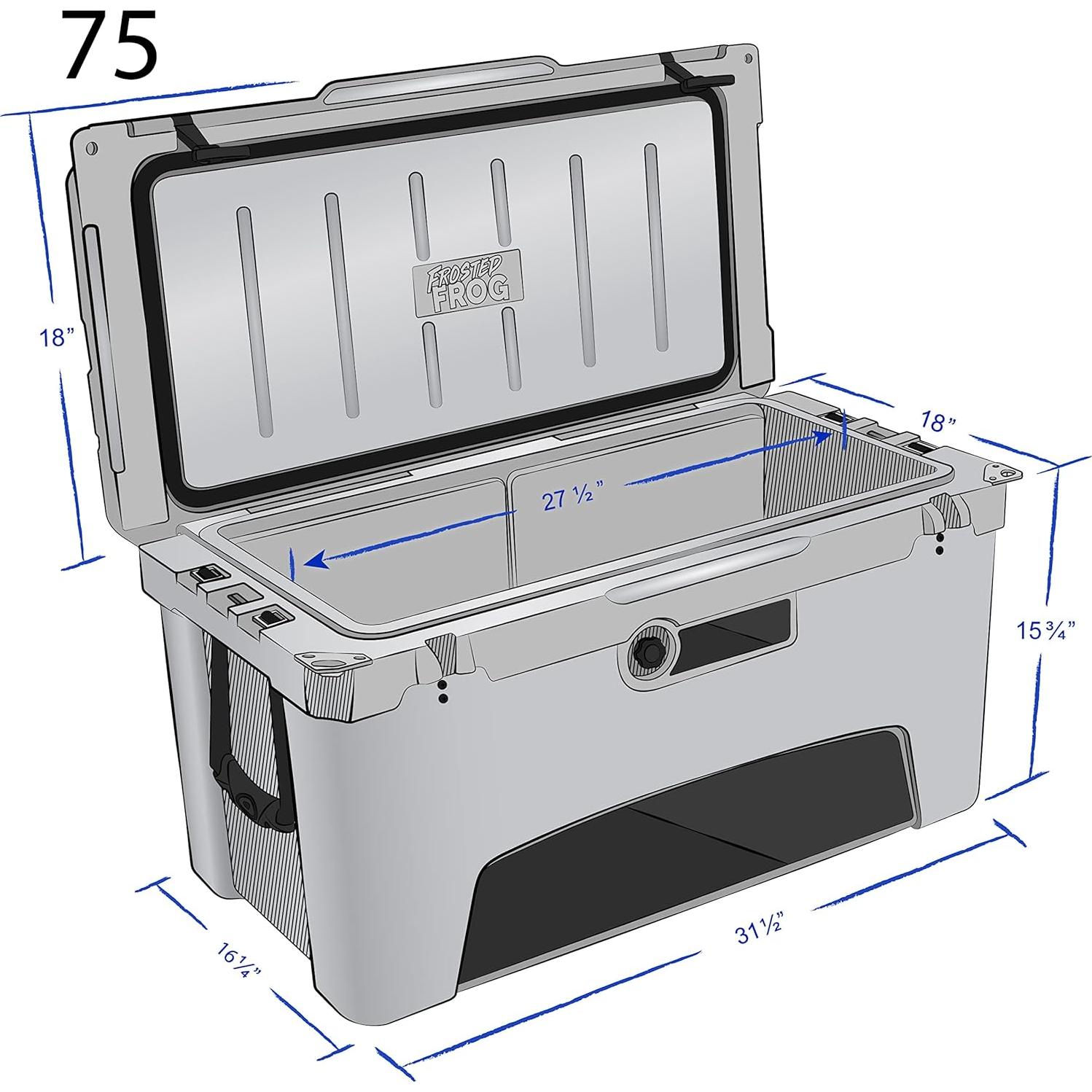 Caja de Hielo 75QT Frosted Frog Aislada Grado Comercial