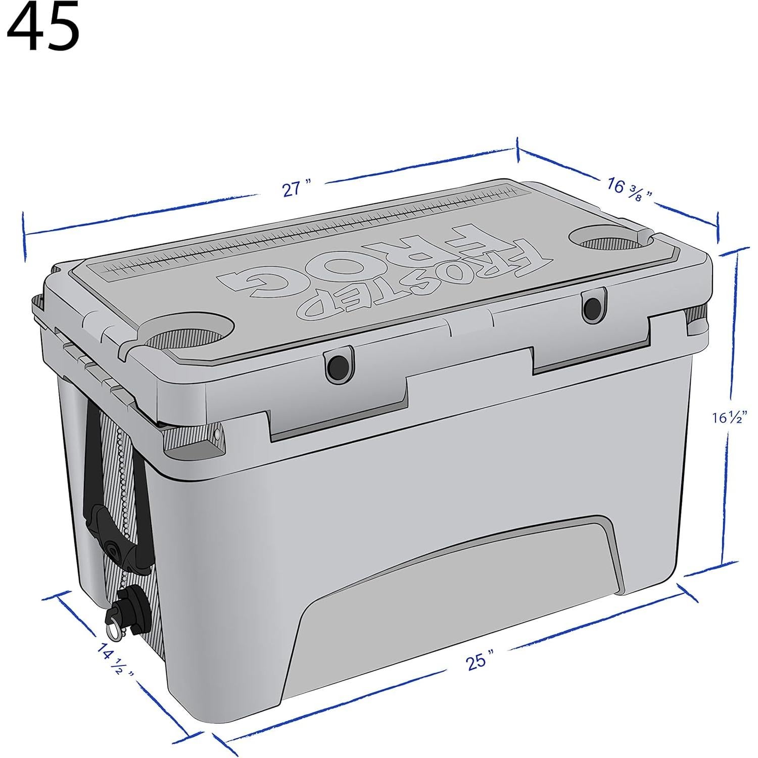 Caja de Hielo 45QT Frosted Frog Naranja Camo Aislada