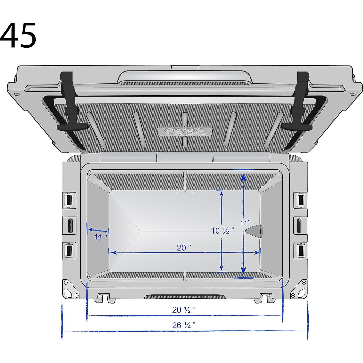 Caja de Hielo 45QT Frosted Frog Naranja Camo Aislada