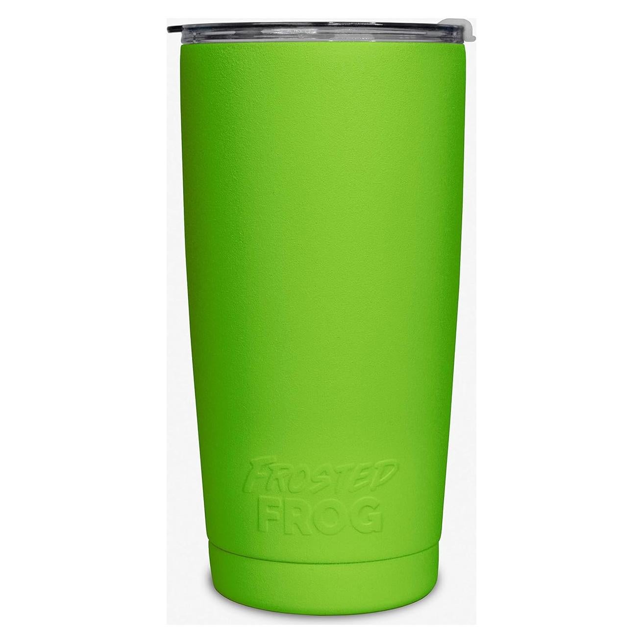 Frosted Frog 20oz Green Tumbler Vacuum Insulated Tumbler with Stainless Steel Straw