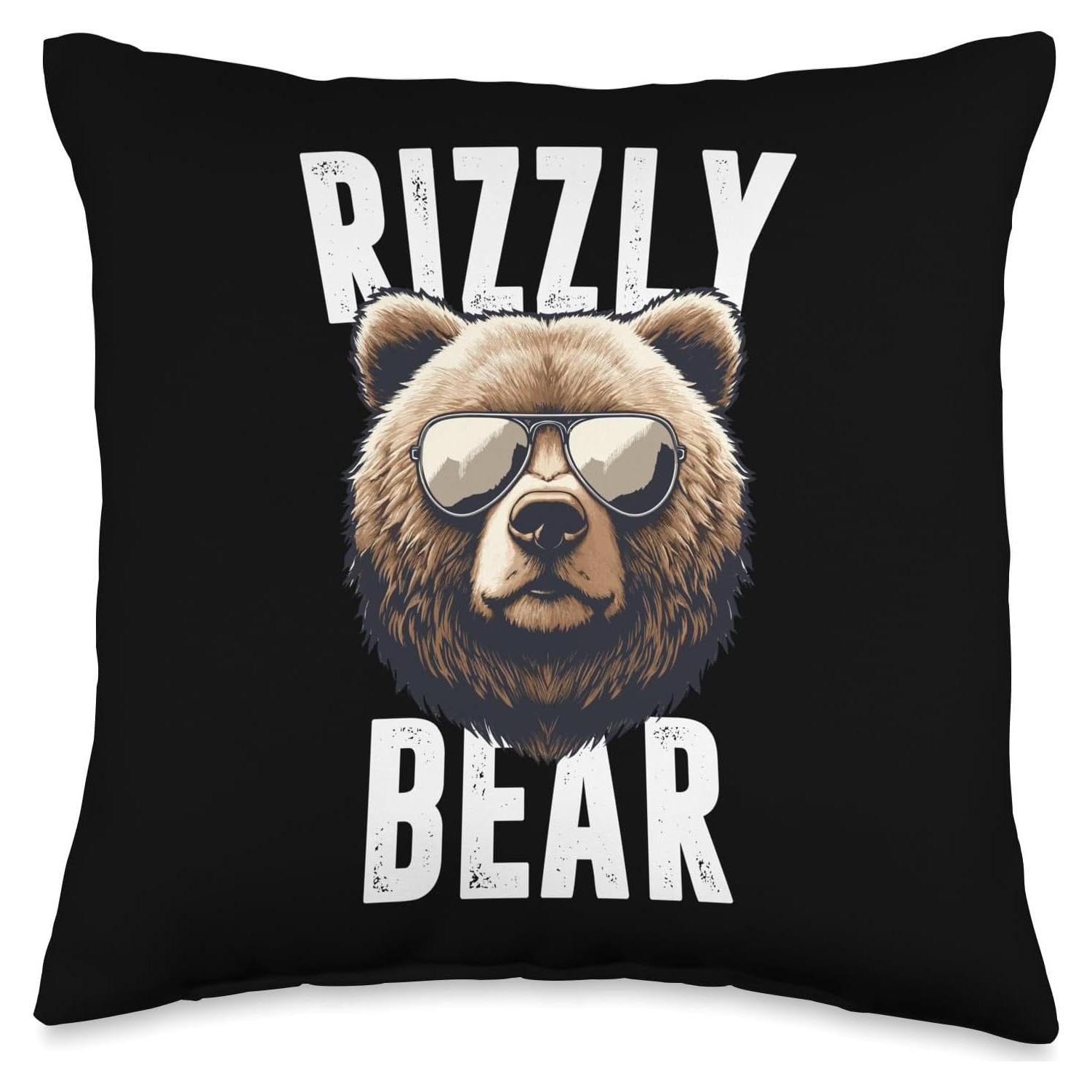 Cojín Retro Oso Grizzly Cool con Gafas de Sol 40x40 cm