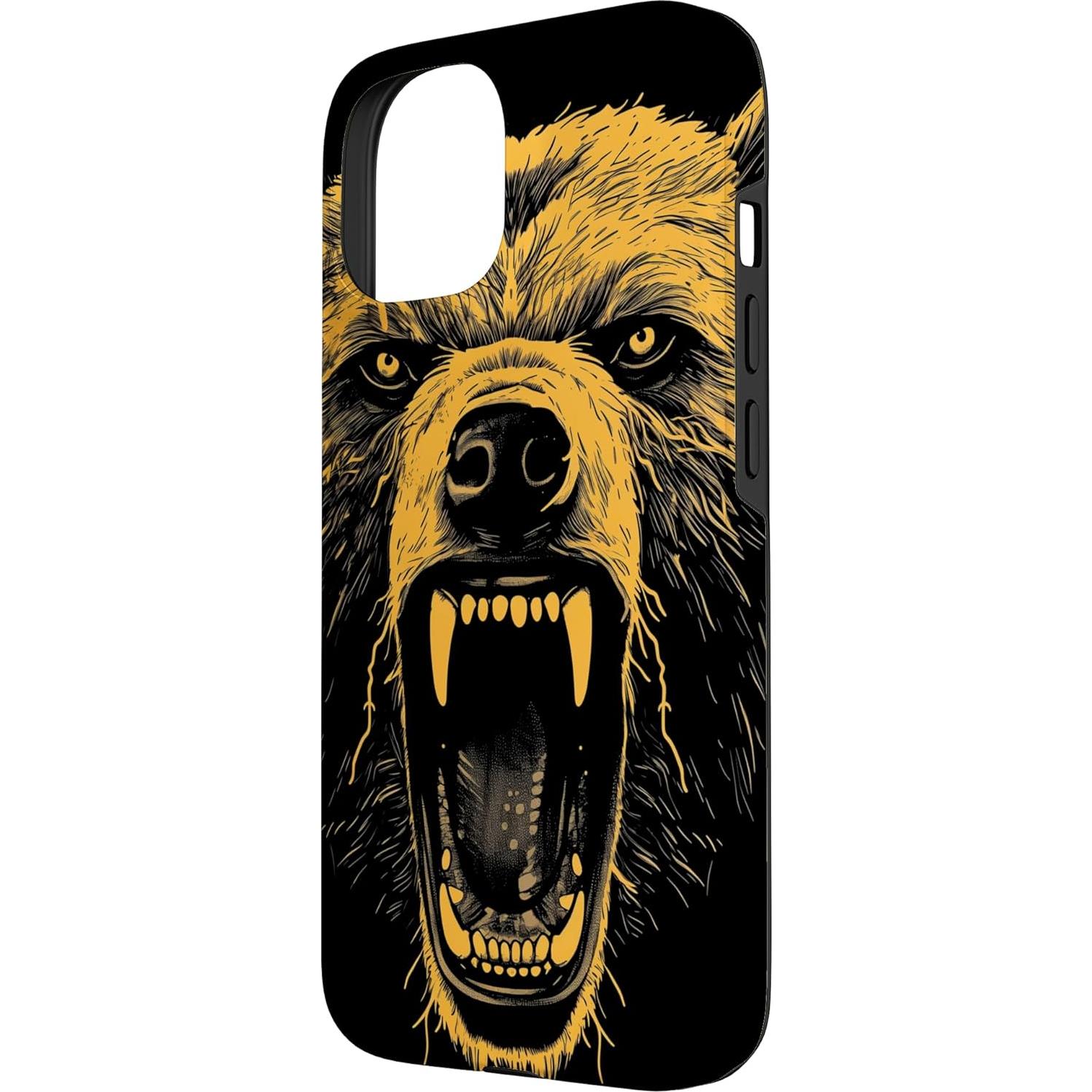 Bear Orange Angry Grizzly Bear Hiking Camping Camper Case for iPhone 15