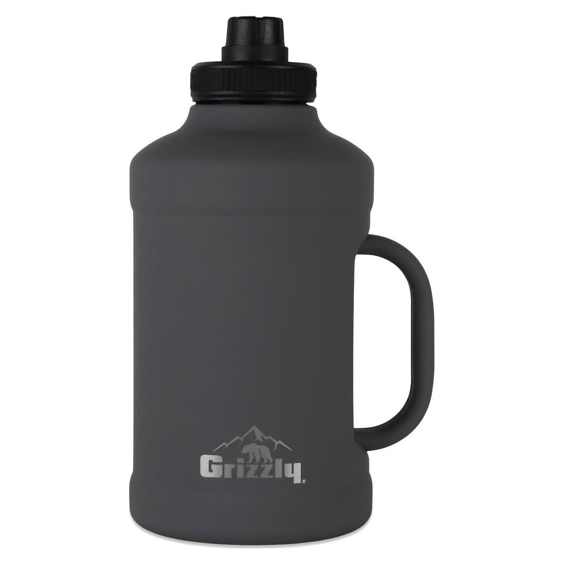 Grizzly 64oz Water Bottle | Vacuum Insulated | Leak Resistant Lid | Stainless Steel| Heavy Duty Handle | For Gym Hiking Beach Sports Camping | Stealth Gray