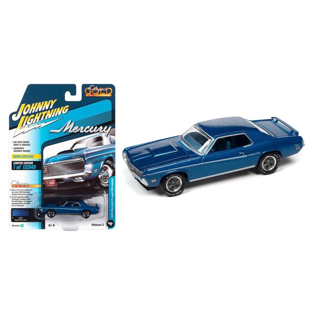 Auto Miniatura Johnny Lightning Mercury Cougar 1969 Azul