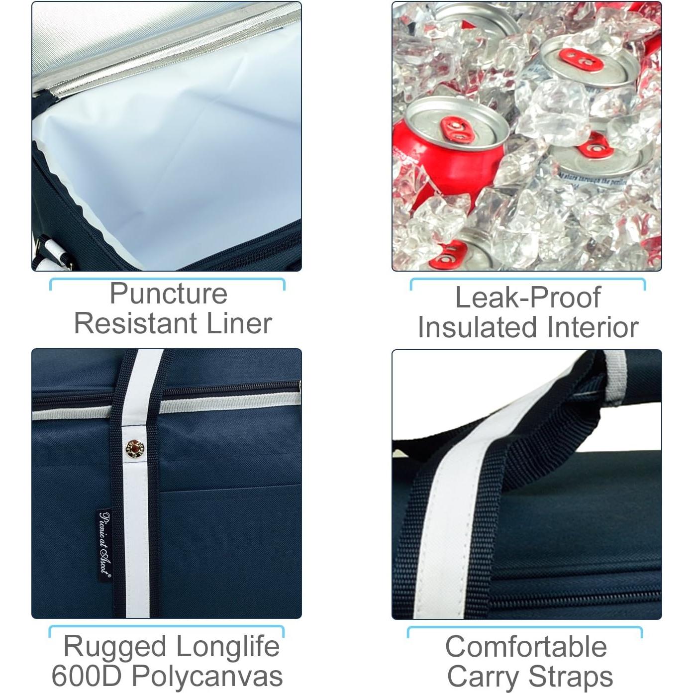 Picnic at Ascot 64 Can Capacity Semi Rigid Collapsible Leakproof Cooler- Designed & Quality Approved in the USA