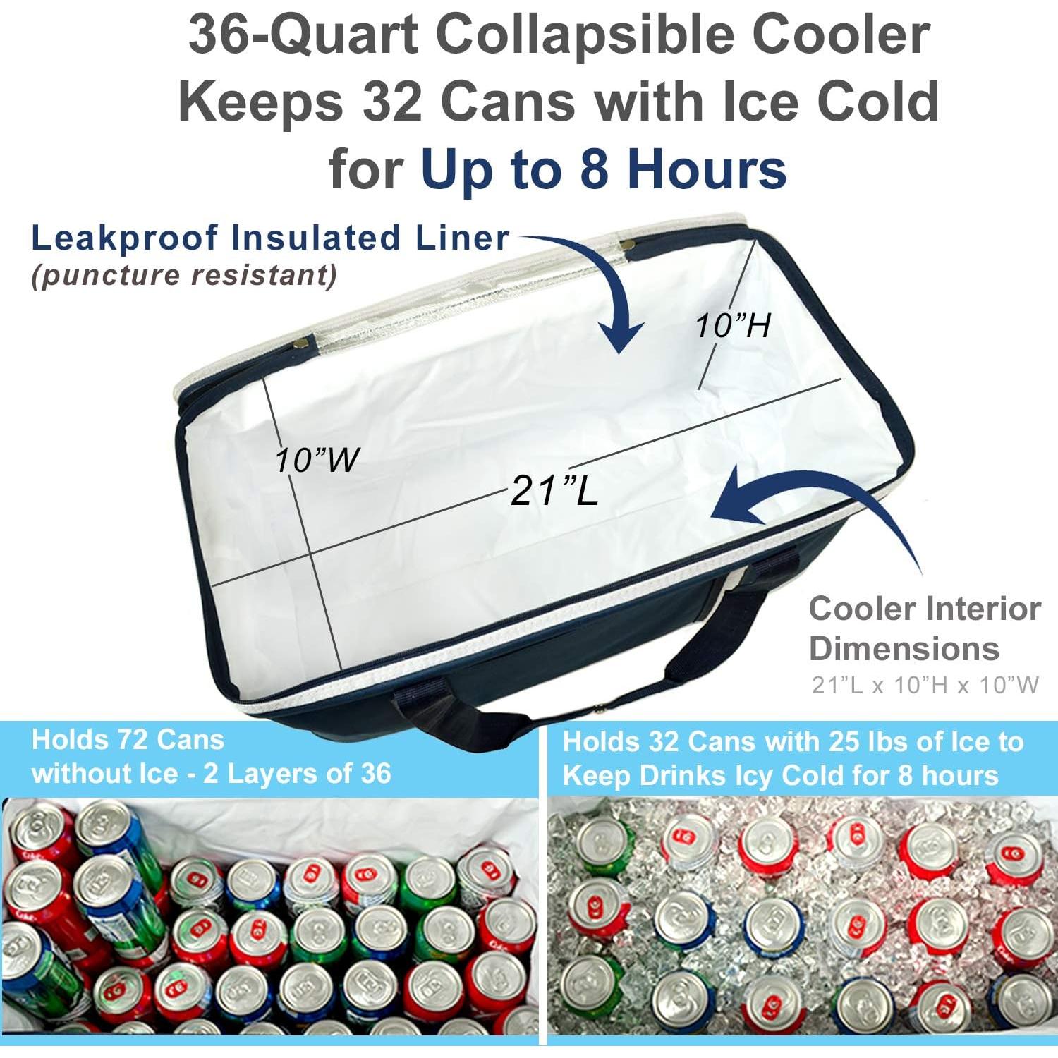 Picnic at Ascot 64 Can Capacity Semi Rigid Collapsible Leakproof Cooler- Designed & Quality Approved in the USA