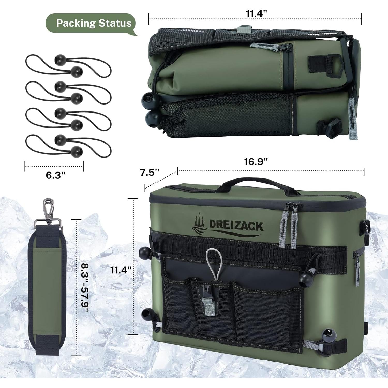 Enfriador de Kayak Dreizack Verde Impermeable 1.5L Aislado