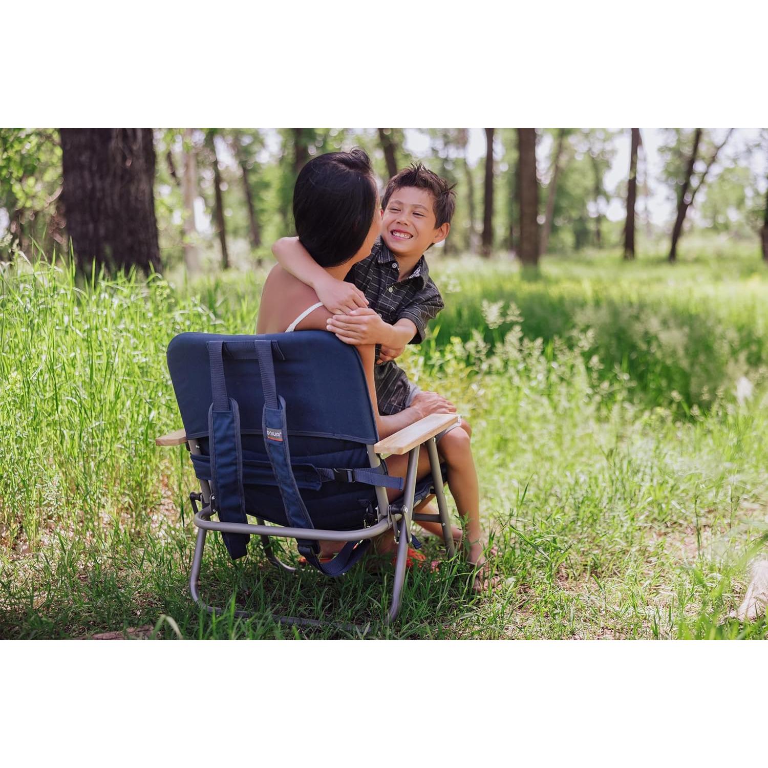 Silla de Playa Plegable Picnic Time con Almohadilla Azul Marino