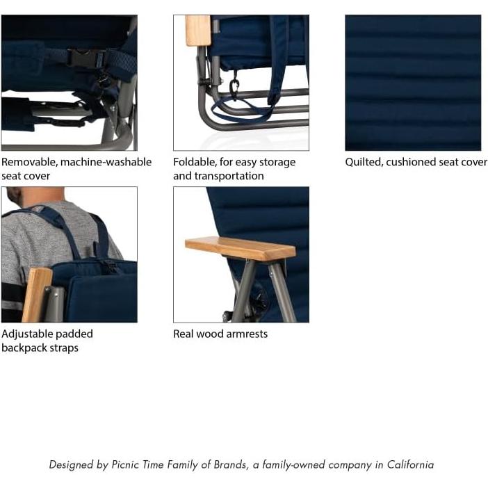 Silla de Playa Plegable Picnic Time con Almohadilla Azul Marino