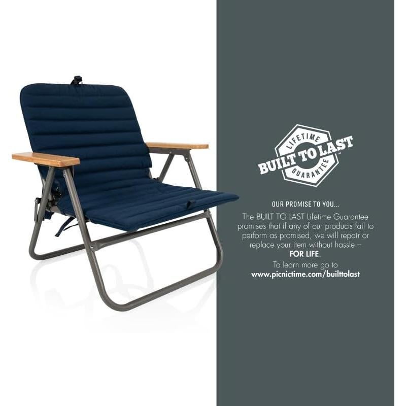 Silla de Playa Plegable Picnic Time con Almohadilla Azul Marino