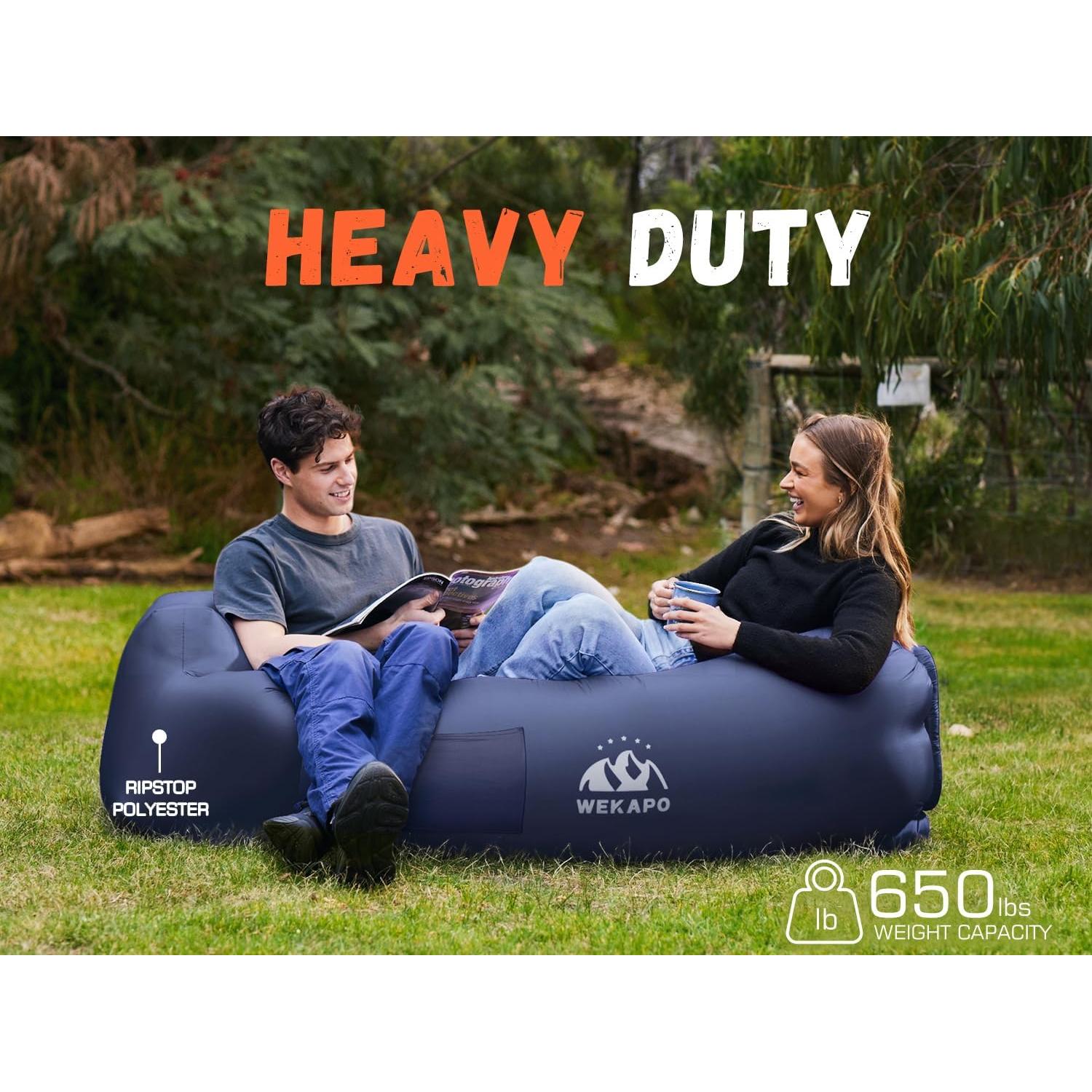 WEKAPO Inflatable Sun Lounger, Air Sofa, Hammock, Portable, Waterproof and Leak-Proof, Ideal for Backyard, Beach, Travel, Camping, Picnics and Music Festivals