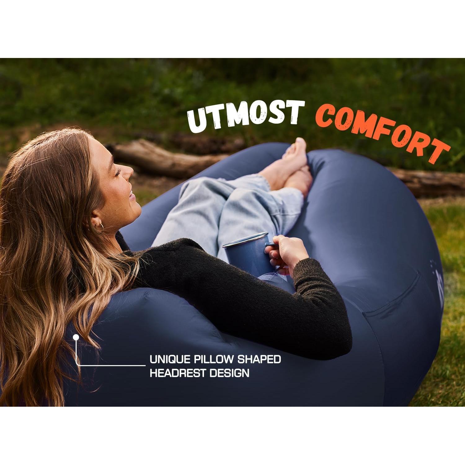 WEKAPO Inflatable Sun Lounger, Air Sofa, Hammock, Portable, Waterproof and Leak-Proof, Ideal for Backyard, Beach, Travel, Camping, Picnics and Music Festivals