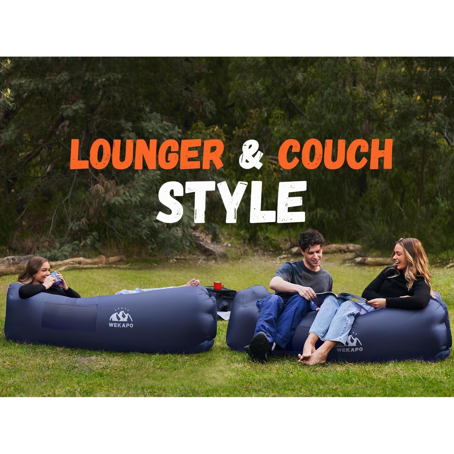 WEKAPO Inflatable Sun Lounger, Air Sofa, Hammock, Portable, Waterproof and Leak-Proof, Ideal for Backyard, Beach, Travel, Camping, Picnics and Music Festivals