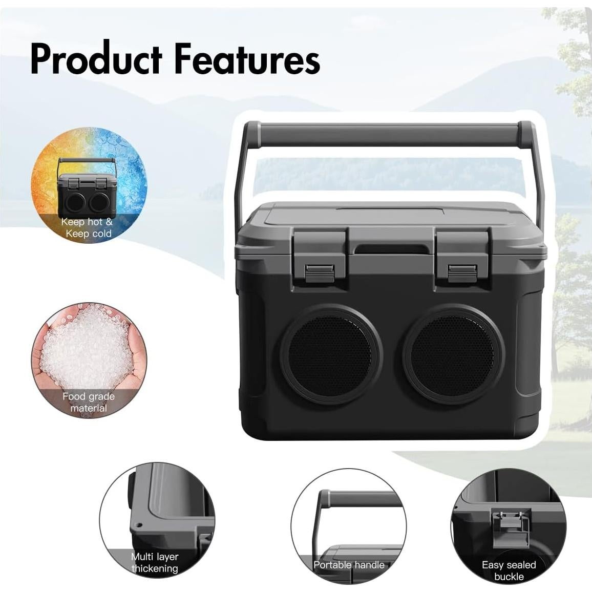 Enfriador Portátil GETUHAND 28.32L con Altavoz Bluetooth