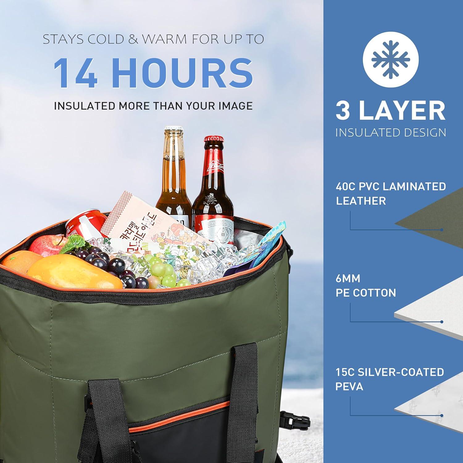 Bolsa Térmica Aislada Solaris 30 Latas Verde/Negro Plegable