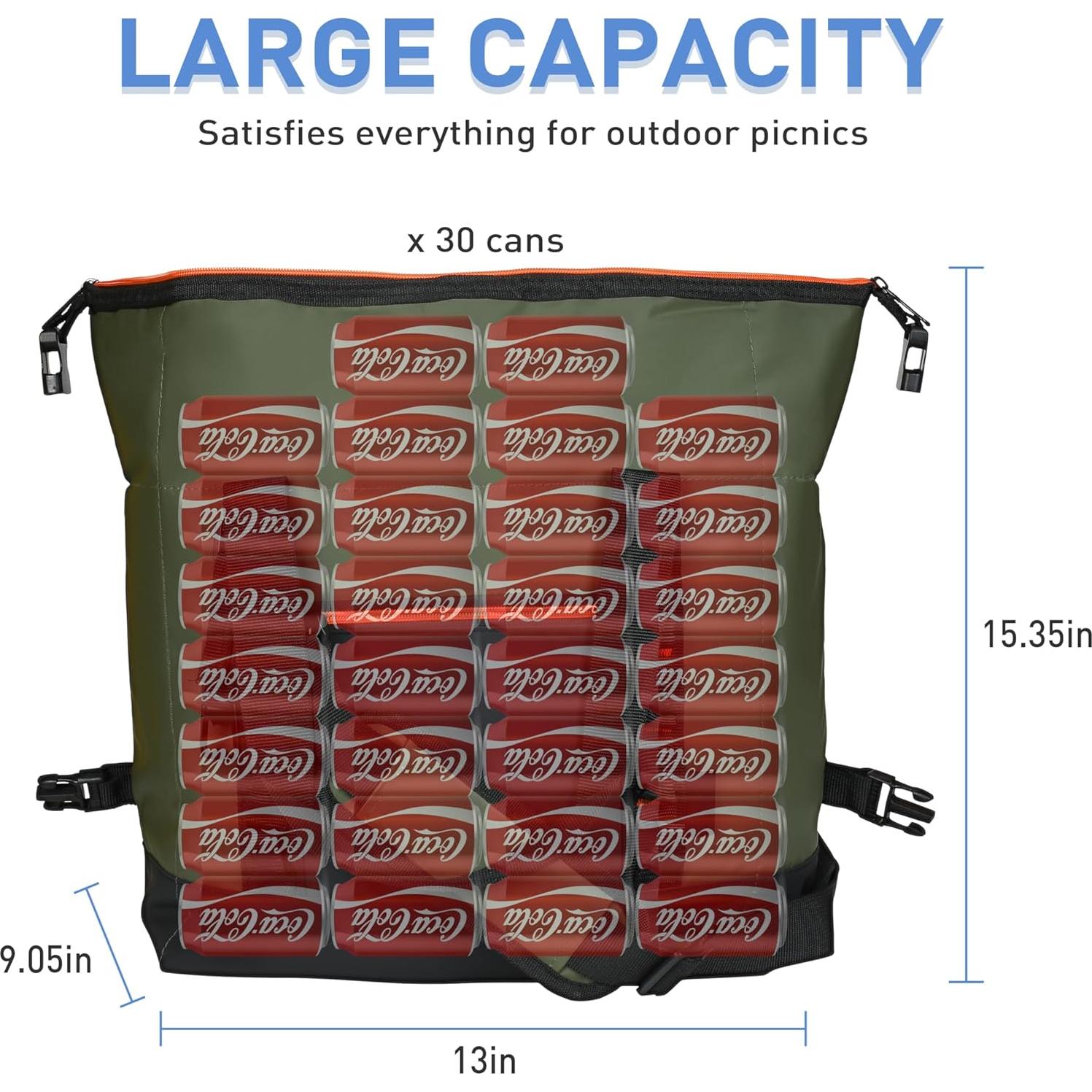 Bolsa Térmica Aislada Solaris 30 Latas Verde/Negro Plegable