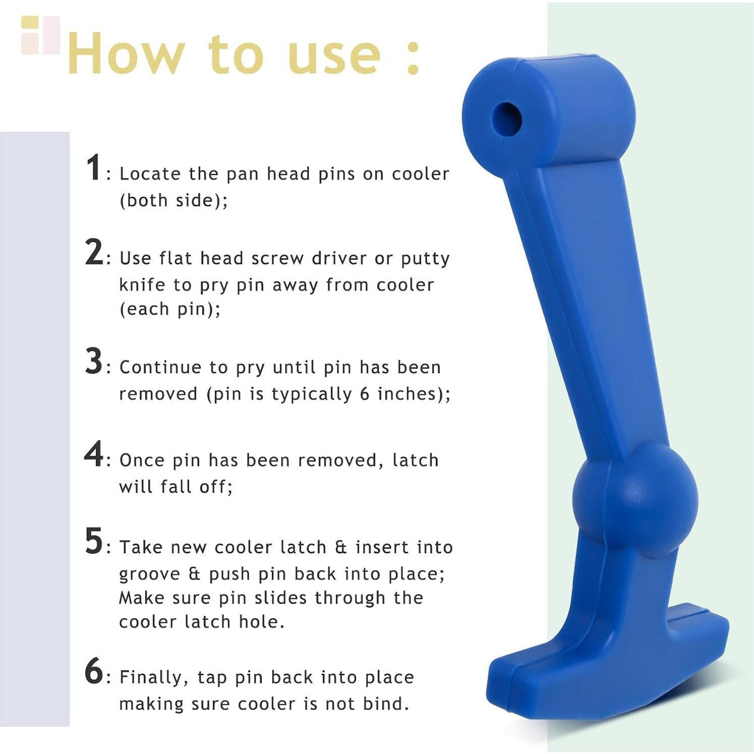 Pestillos de Enfriador Poweka Azul para Yeti y RTIC - 2 Piezas