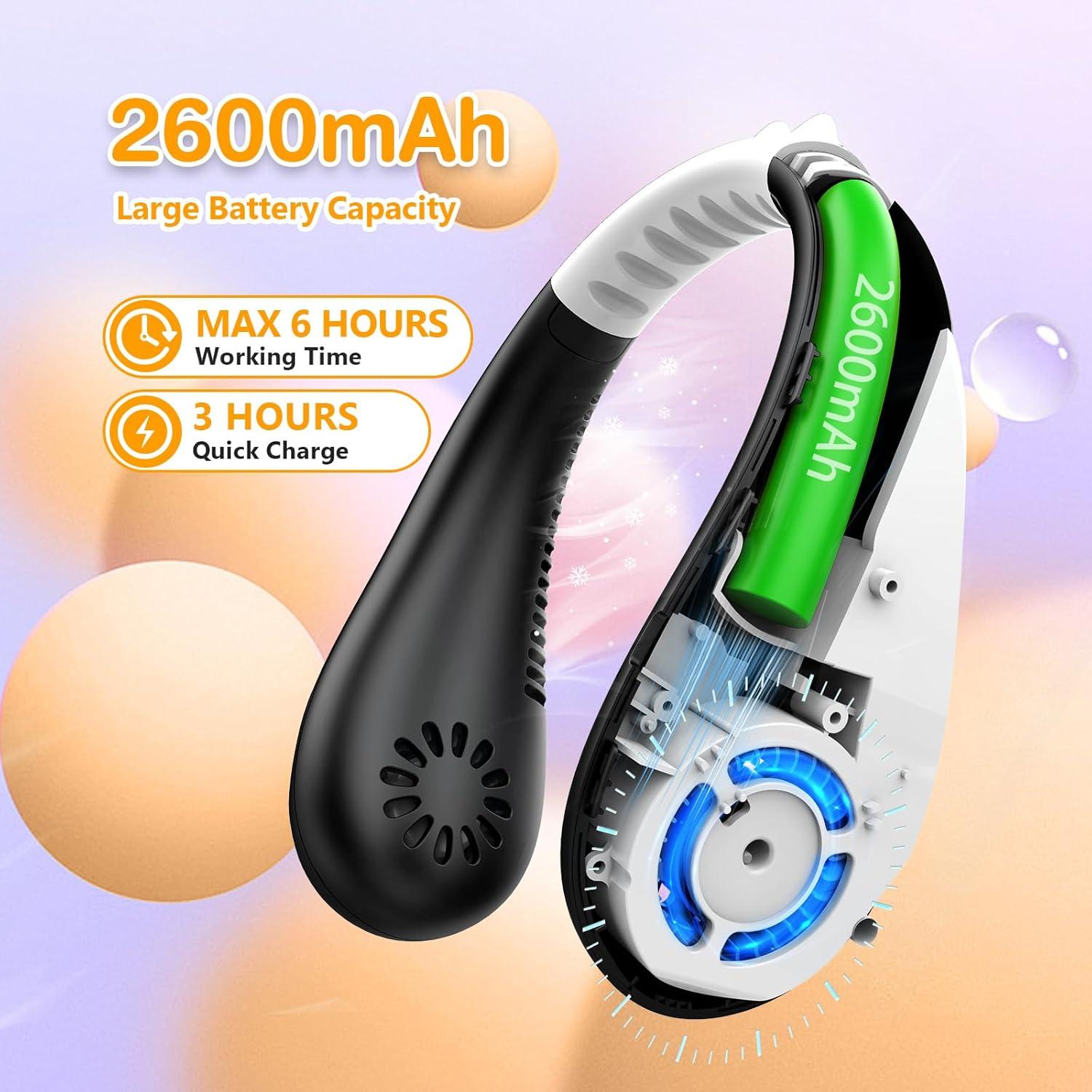 Ventilador de Cuello Kkdi para Niños 2600mAh 4 Velocidades