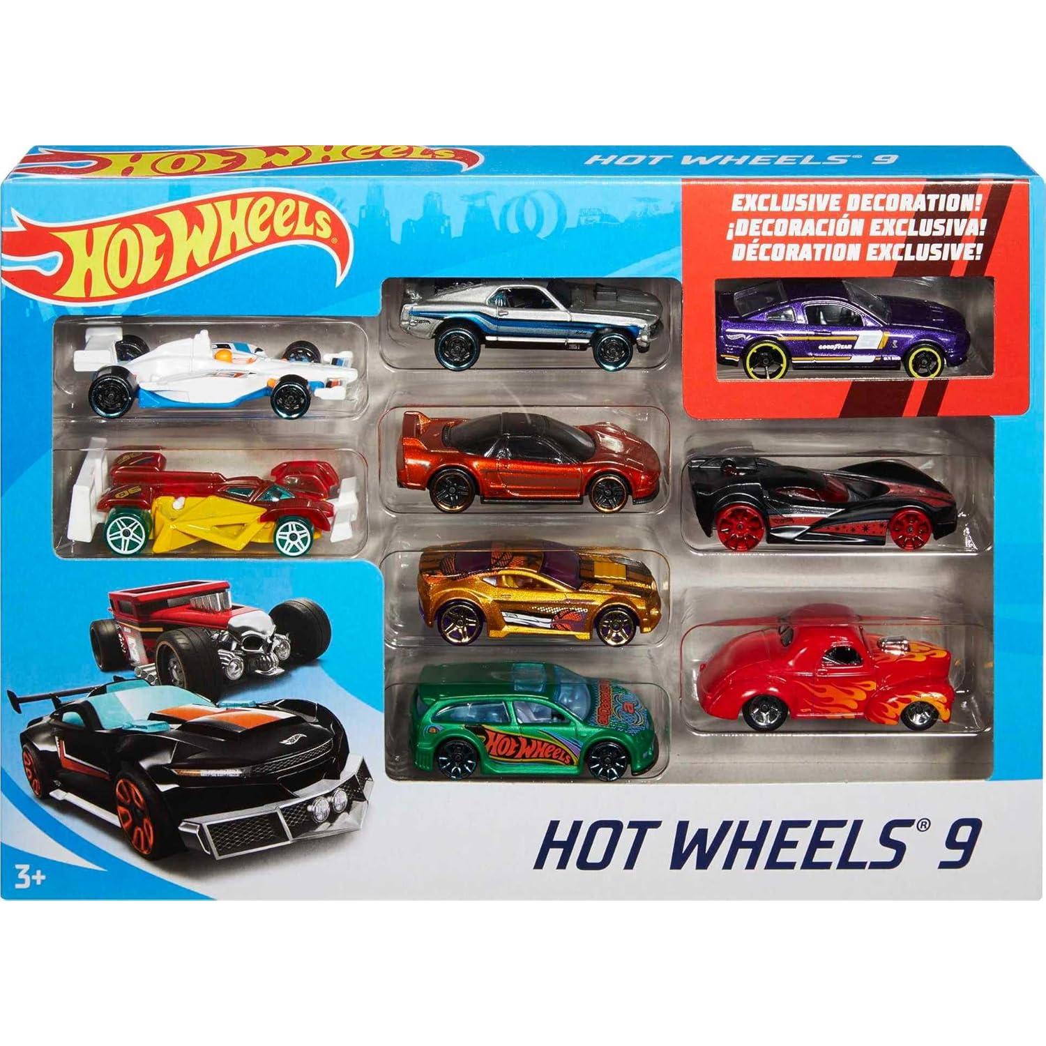 Paquete de 9 coches Hot Wheels 1:64 con vehículo exclusivo