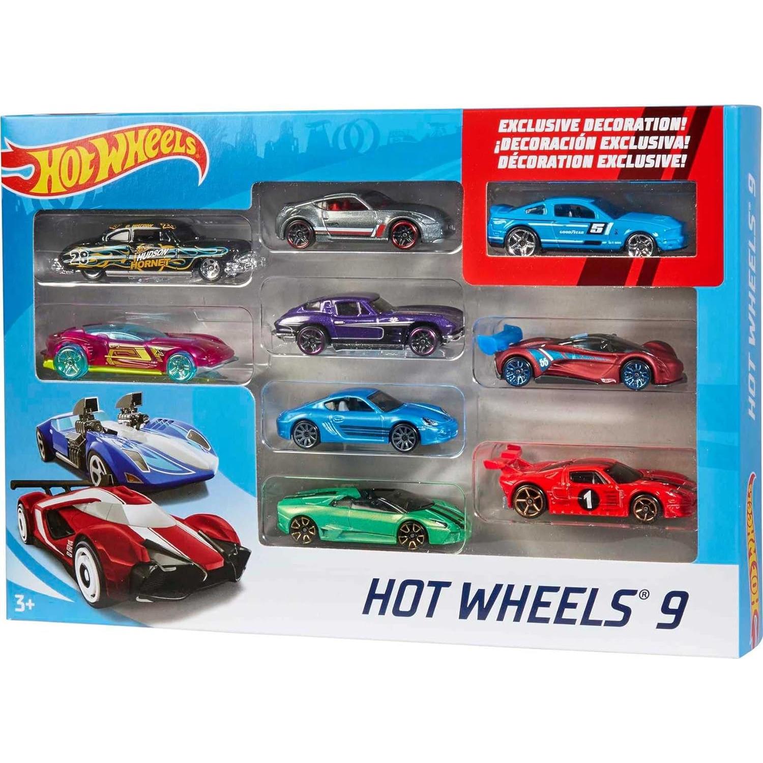 Paquete de 9 coches Hot Wheels 1:64 con vehículo exclusivo