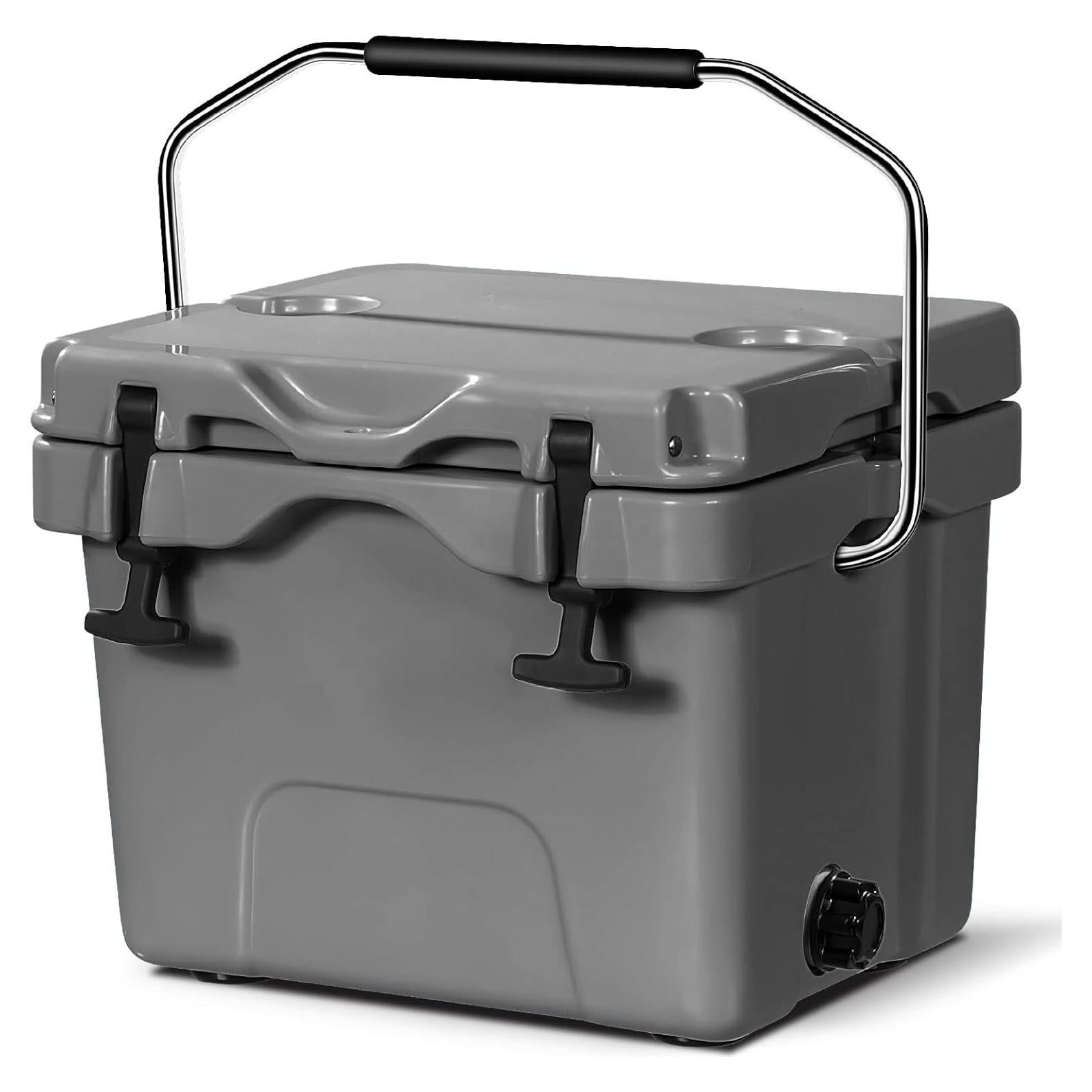 Enfriador de Hielo Portátil COSTWAY 16 Cuartos Aislado Gris