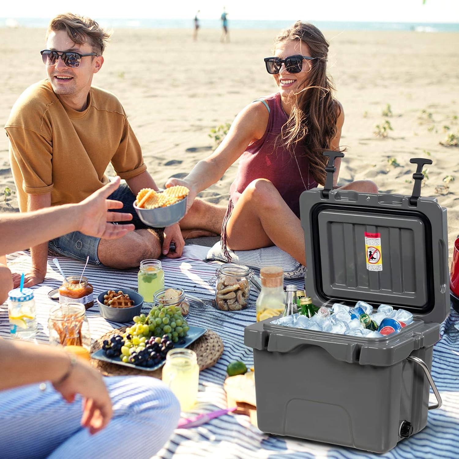 Enfriador de Hielo Portátil COSTWAY 16 Cuartos Aislado Gris