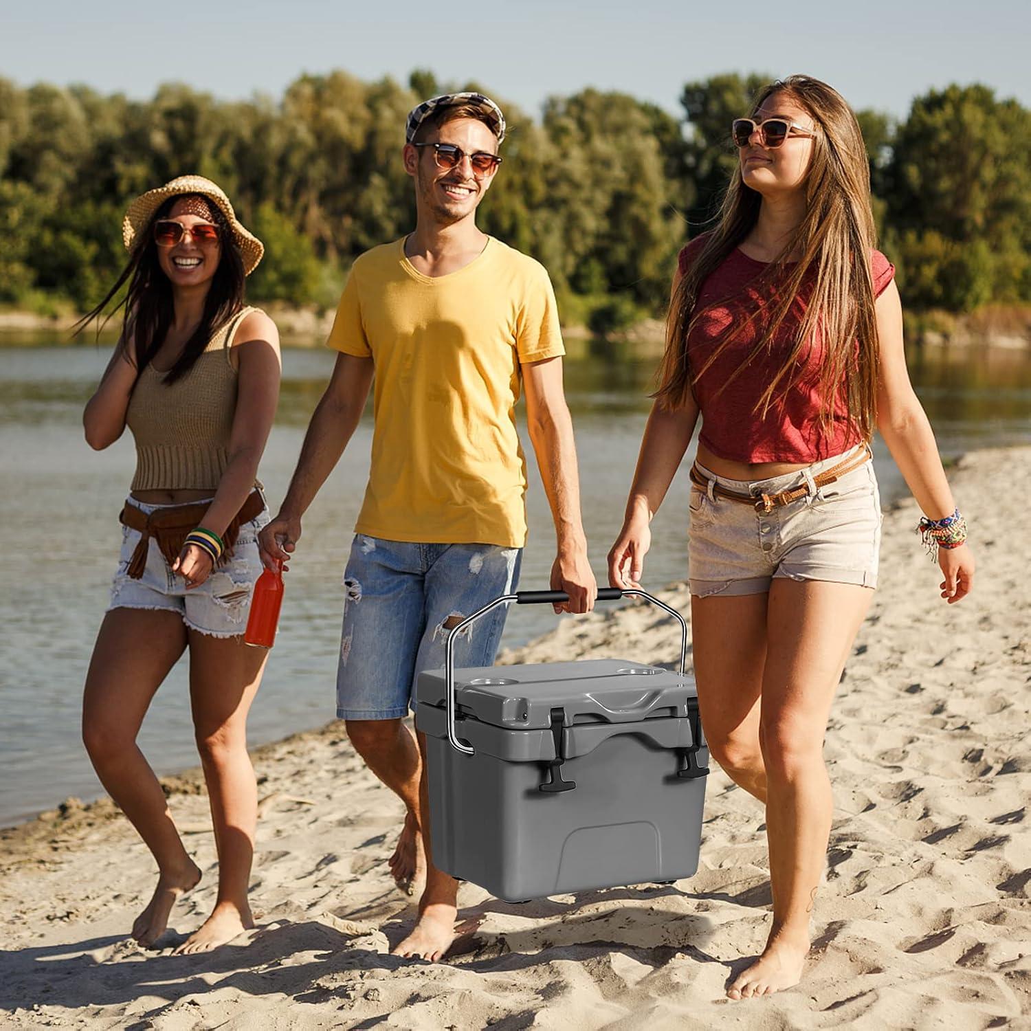 Enfriador de Hielo Portátil COSTWAY 16 Cuartos Aislado Gris