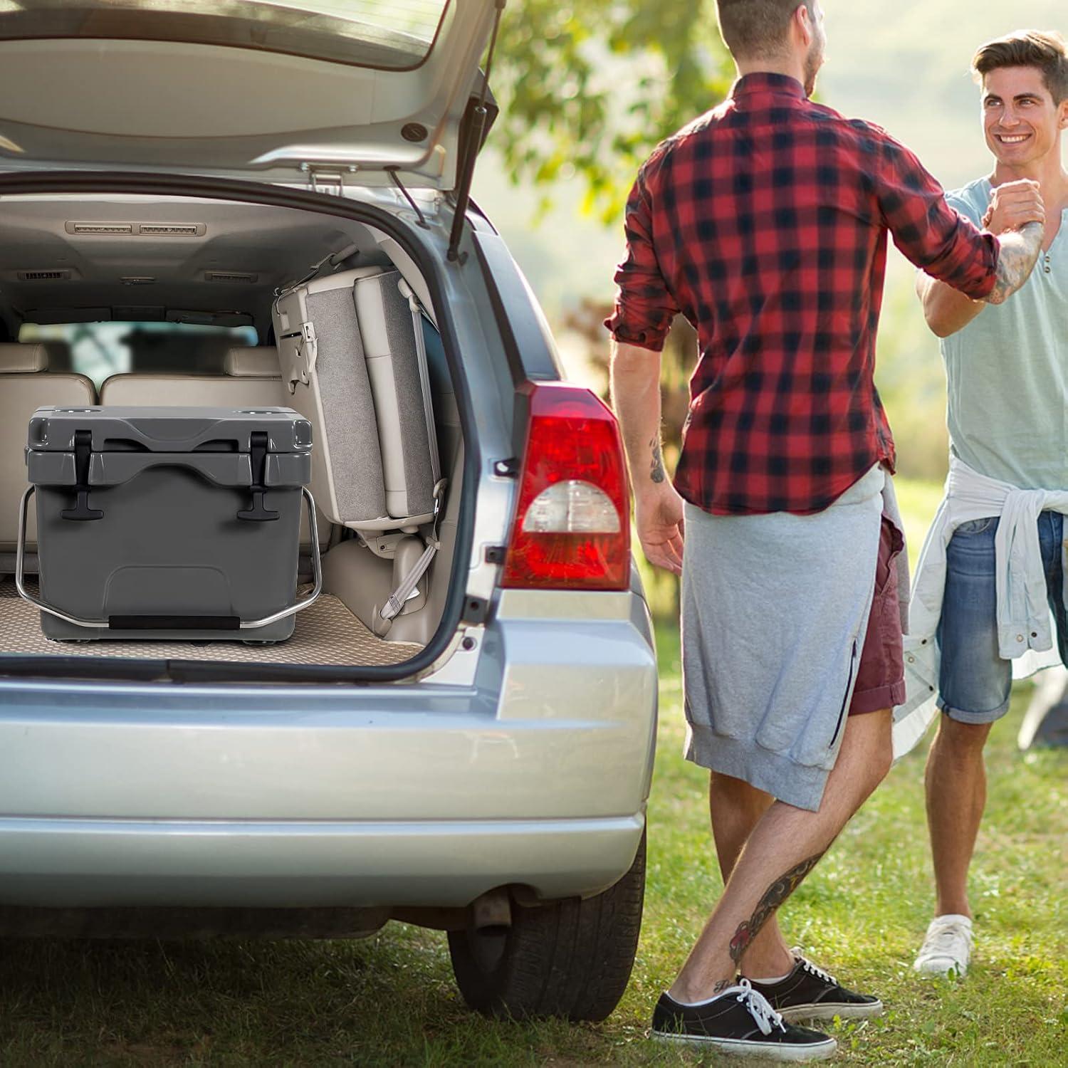 Enfriador de Hielo Portátil COSTWAY 16 Cuartos Aislado Gris