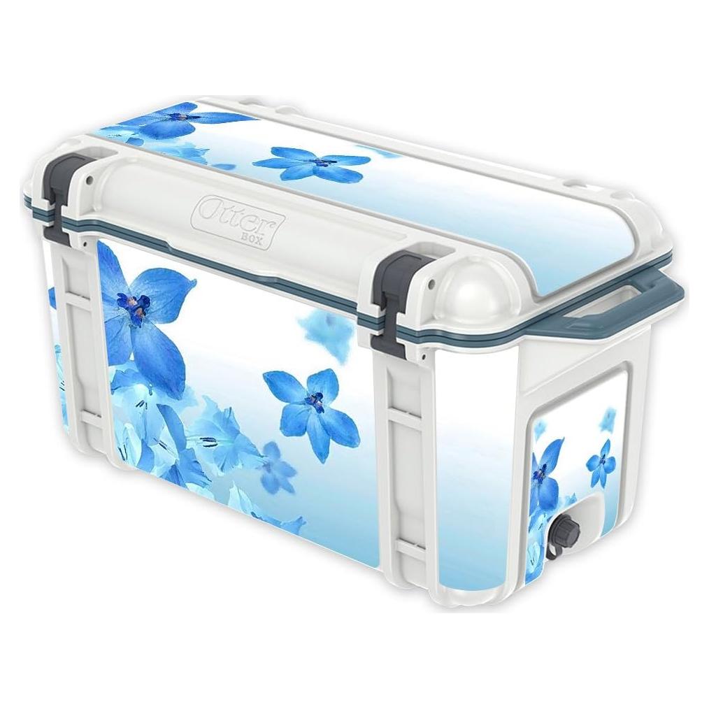 Piel de Vinilo MightySkins para Enfriador OtterBox 65 qt - Flores Azules